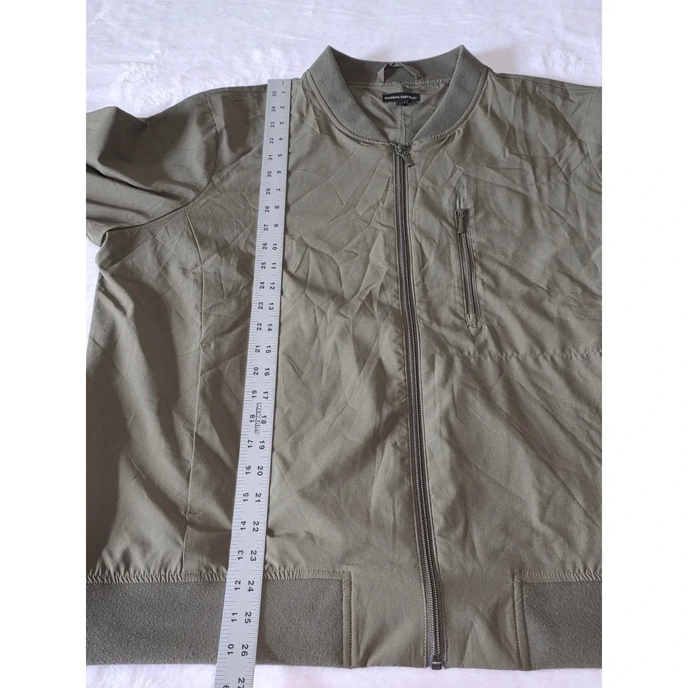 Banana Republic Mens XL Olive Green Full Zip Bomber Jacket Stretch Lightweight